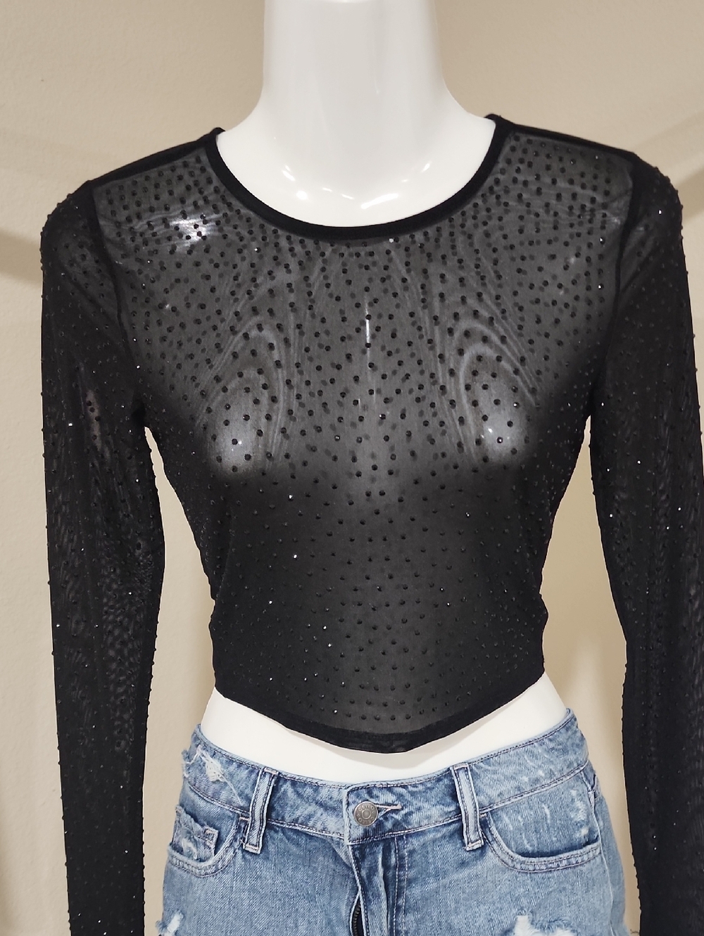 Windsor Black Sheer Crop Top